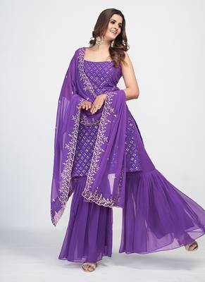 Fusionic purple sequins_work readymade-suits With Dupatta 3