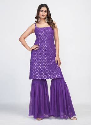 Fusionic purple sequins_work readymade-suits With Dupatta 4