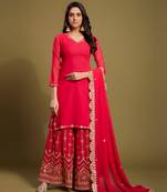 Fusionic dark-pink sequins_work readymade-suits With Dupatta
