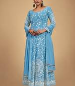 Fusionic blue sequins_work readymade-suits With Dupatta