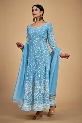 Fusionic blue sequins_work readymade-suits With Dupatta 3