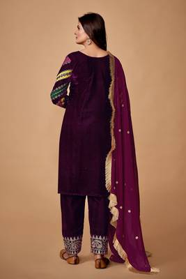 Fusionic wine sequins_work readymade-suits With Dupatta 3