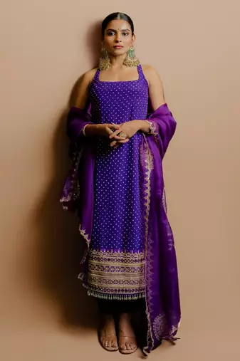 Fusionic purple sequins_work readymade-suits With Dupatta