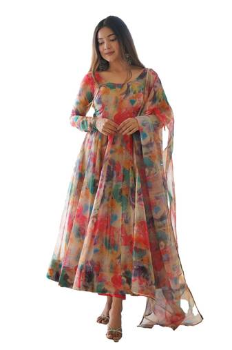 Fusionic Sky Blue Color Ethnic wear Gown Set