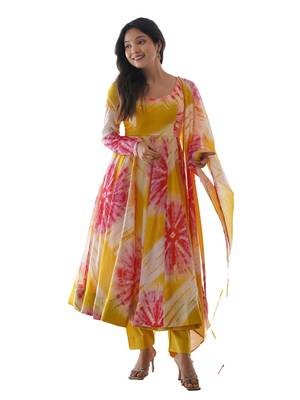 Fusionic Orange Color Ethnic wear Gown Set 2