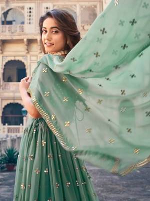 Fusionic green embroidered georgette lehenga-choli with blouse 3