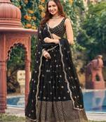 Fusionic black embroidered georgette lehenga-choli with blouse