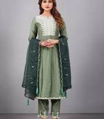 Salwar Suit Embroidered With Digital Print Dupatta And Trim Embroidery On Pant