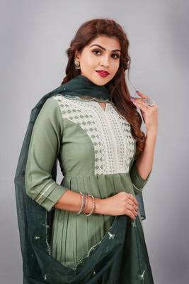 Salwar Suit Embroidered With Digital Print Dupatta And Trim Embroidery On Pant 4