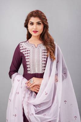 Salwar Suit Embroidered With Digital Print Dupatta And Trim Embroidery On Pant 1