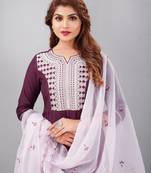 Salwar Suit Embroidered With Digital Print Dupatta And Trim Embroidery On Pant