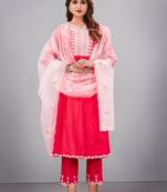 Salwar Suit Embroidered With Digital Print Dupatta And Trim Embroidery On Pant