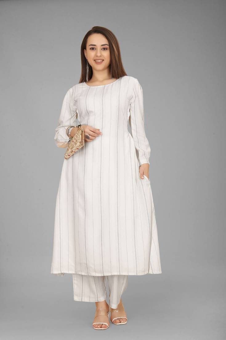 PARI The Fashion Studio Women's Liva Viscose Regular 3/4 Sleeve A-line  Kurti - PARI THE FASHION STUDIO - 4208736