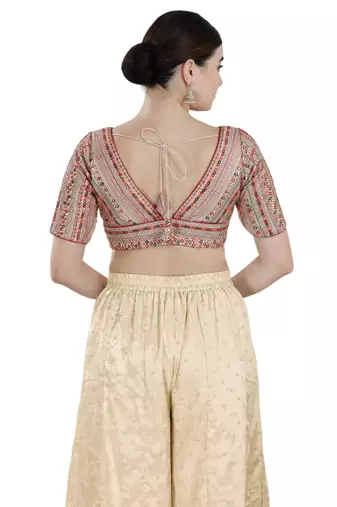 Padded Silk V-Neck Blouse