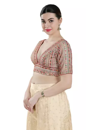 Padded Silk V-Neck Blouse