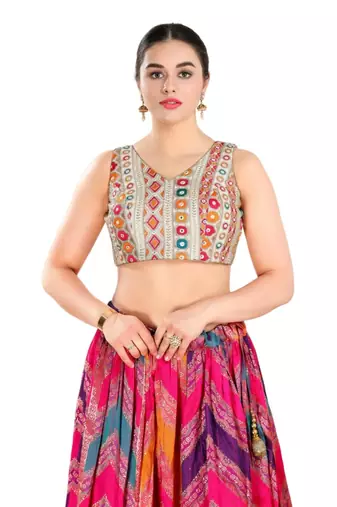 Padded Silk V-Neck Blouse