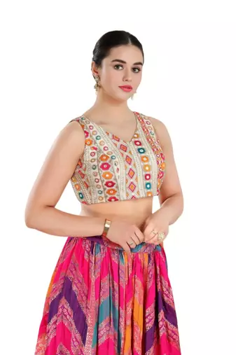 Padded Silk V-Neck Blouse