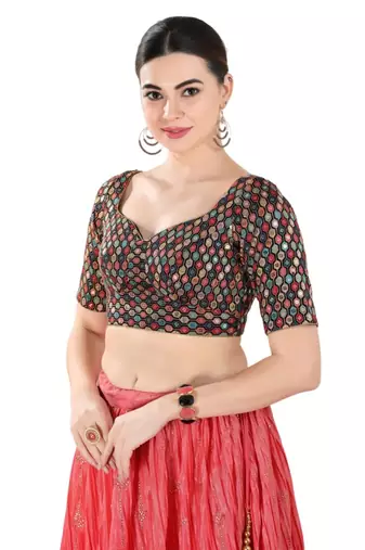 Padded Georgette Sweatheart Neck Blouse