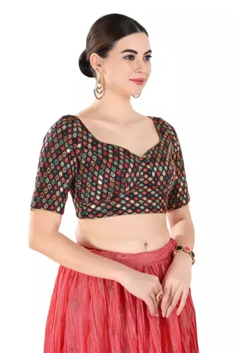 Padded Georgette Sweatheart Neck Blouse