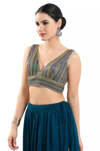 Padded Georgette V-Neck Blouse