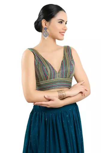 Padded Georgette V-Neck Blouse