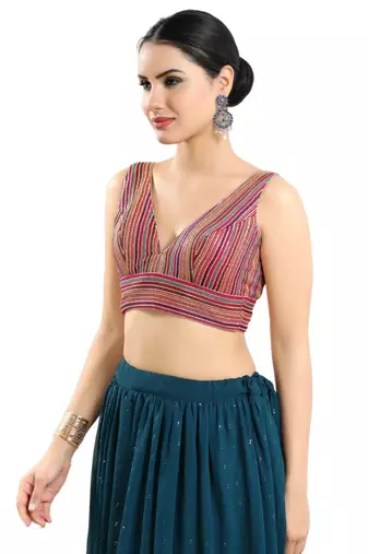 Padded Georgette V-Neck Blouse