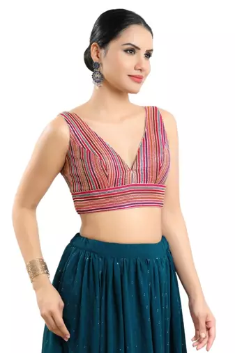 Padded Georgette V-Neck Blouse