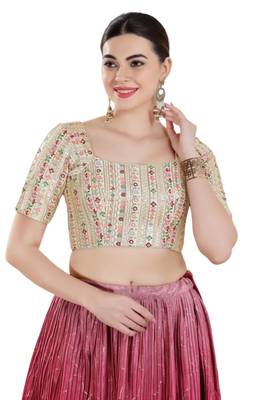 Padded Tassar Silk Square Neck Blouse 1