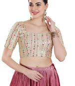 Padded Tassar Silk Square Neck Blouse