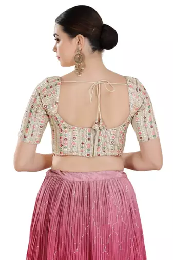 Padded Tassar Silk Square Neck Blouse