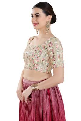 Padded Tassar Silk Square Neck Blouse 3