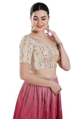 Padded Tassar Silk Square Neck Blouse 4