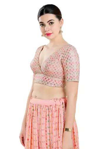 Padded Georgette V-Neck Blouse