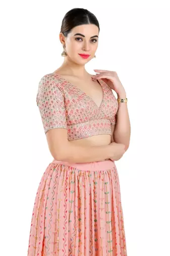 Padded Georgette V-Neck Blouse