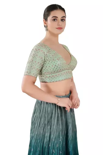 Padded Georgette V-Neck Blouse