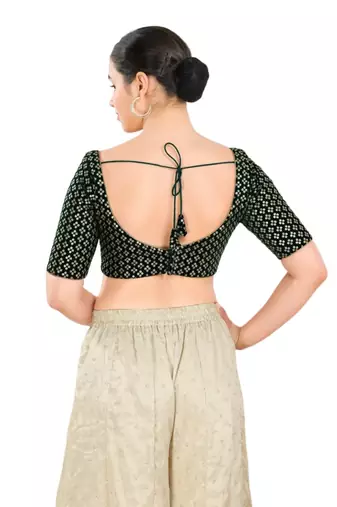 Padded Velvet Sweatheart Neck Blouse