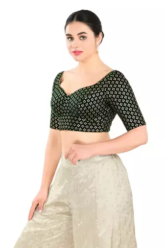 Padded Velvet Sweatheart Neck Blouse
