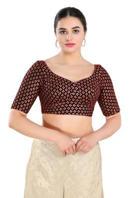 Padded Velvet Sweatheart Neck Blouse 1