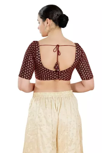 Padded Velvet Sweatheart Neck Blouse