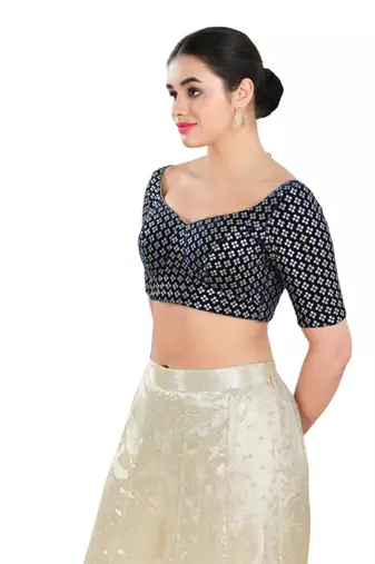 Padded Velvet Sweatheart Neck Blouse