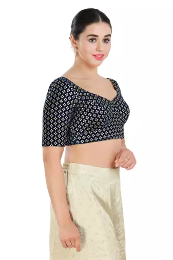 Padded Velvet Sweatheart Neck Blouse