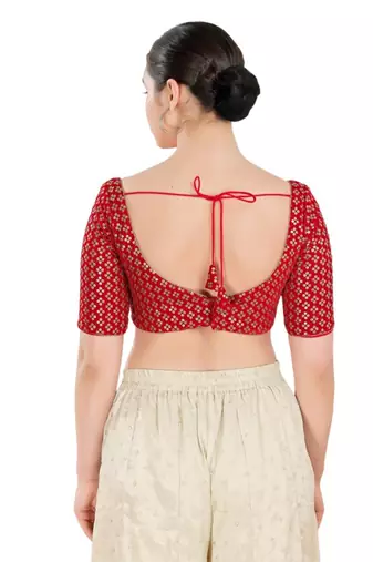 Padded Velvet Sweatheart Neck Blouse