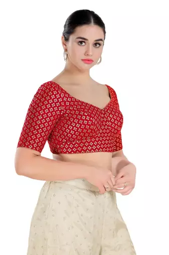 Padded Velvet Sweatheart Neck Blouse