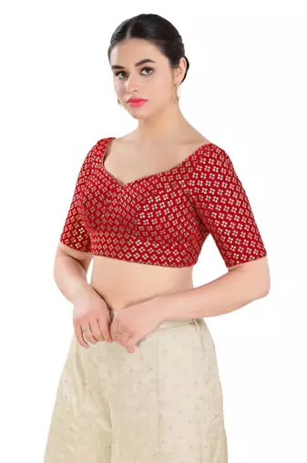 Padded Velvet Sweatheart Neck Blouse