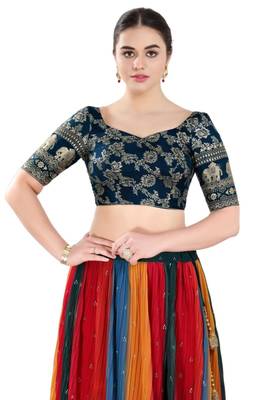 Padded Jacquard Sweatheart Neck Blouse 1