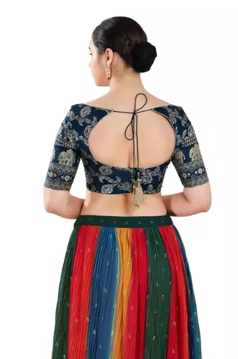 Padded Jacquard Sweatheart Neck Blouse