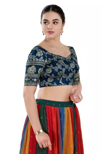 Padded Jacquard Sweatheart Neck Blouse