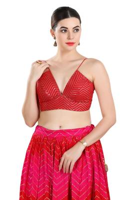 Padded Art Silk V-Neck Blouse 1