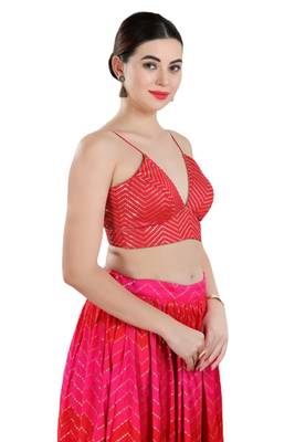 Padded Art Silk V-Neck Blouse 4