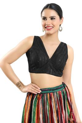 Padded Net V-Neck Blouse 1